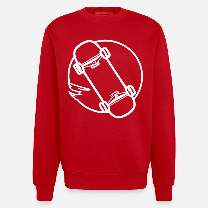 Dessin de planche à roulettes - Sweat bio épais oversize fabriqué en UE - rouge