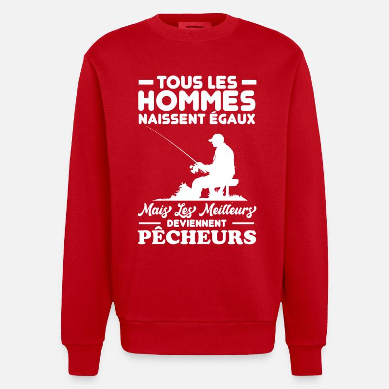 Les meilleurs hommes deviennent pêcheurs - Sweat bio épais oversize fabriqué en UE - rouge