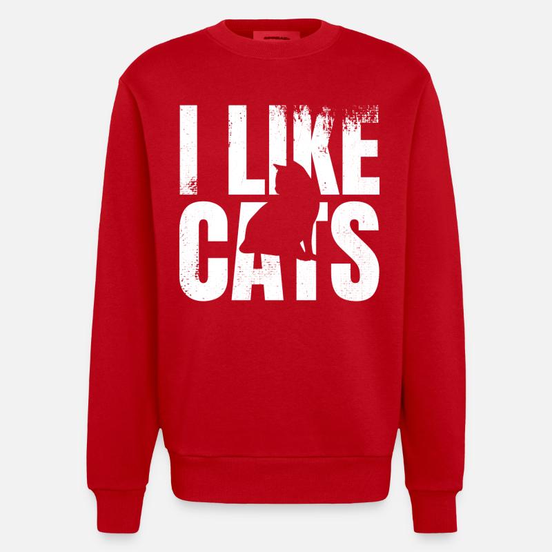 Ich mag Katzen - Heavyweight Oversized Organic Crew Neck Made in EU - Rot