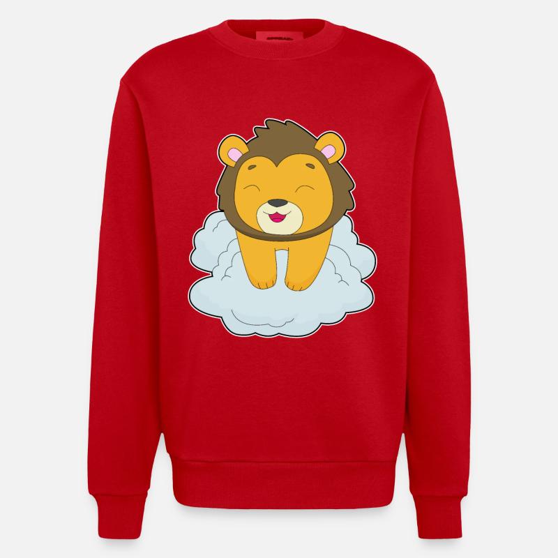 Lion Clouds - Heavyweight Oversized Organic Crew Neck Made in EU - red