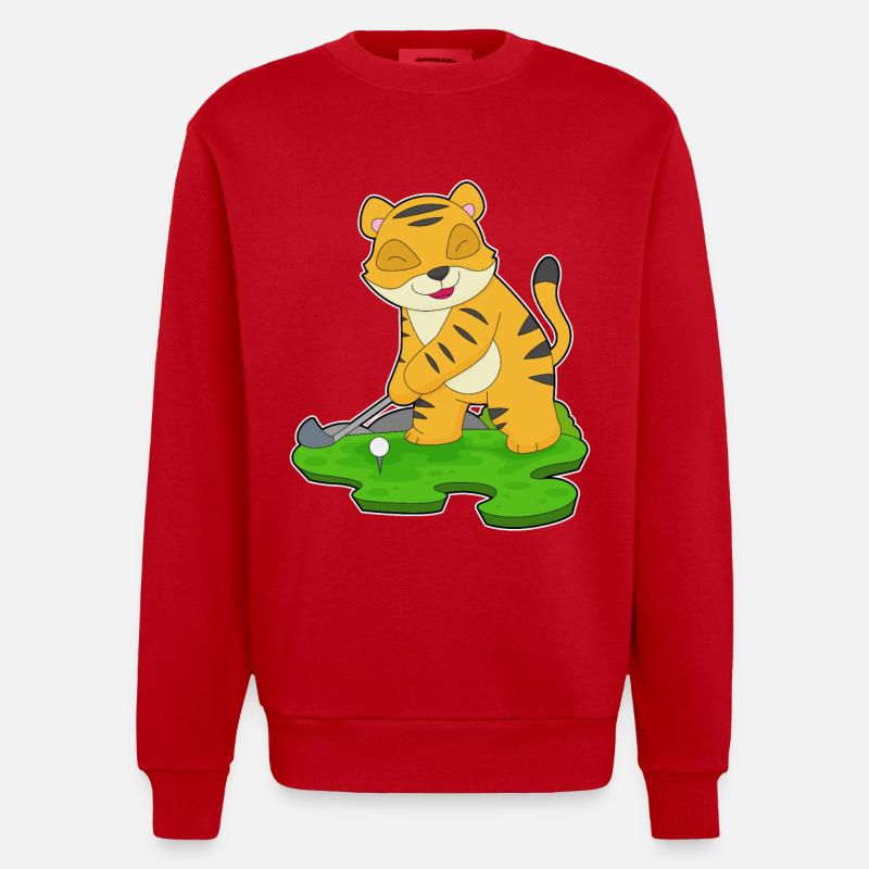 Tiger Golf Golfschläger - Heavyweight Oversized Organic Crew Neck Made in EU - Rot