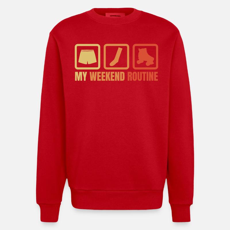 Week-end avec patins à roulettes - Sweat bio épais oversize fabriqué en UE - rouge