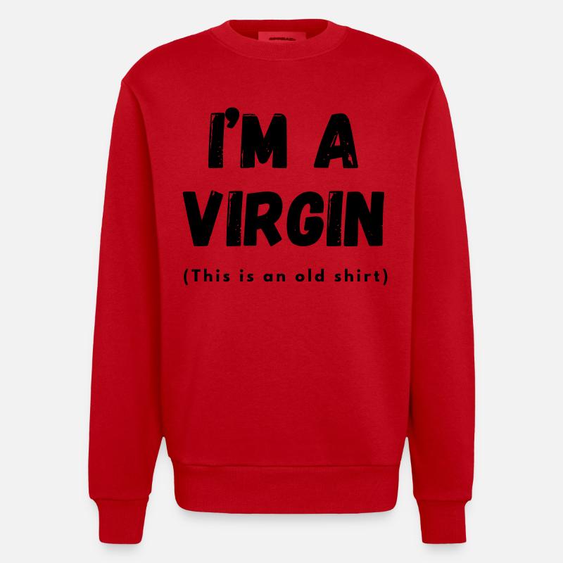 Ich bin Jungfrau... # - Heavyweight Oversized Organic Crew Neck Made in EU - Rot