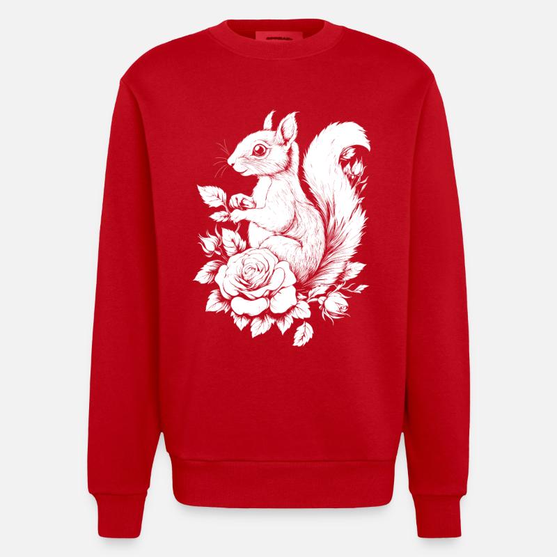 Eichhörnchen Blumen Rose Ästhetik Hörnchen - Heavyweight Oversized Organic Crew Neck Made in EU - Rot