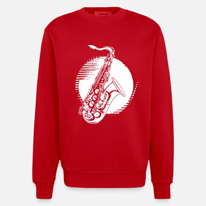 Graphisme pour saxophone - Sweat bio épais oversize fabriqué en UE - rouge