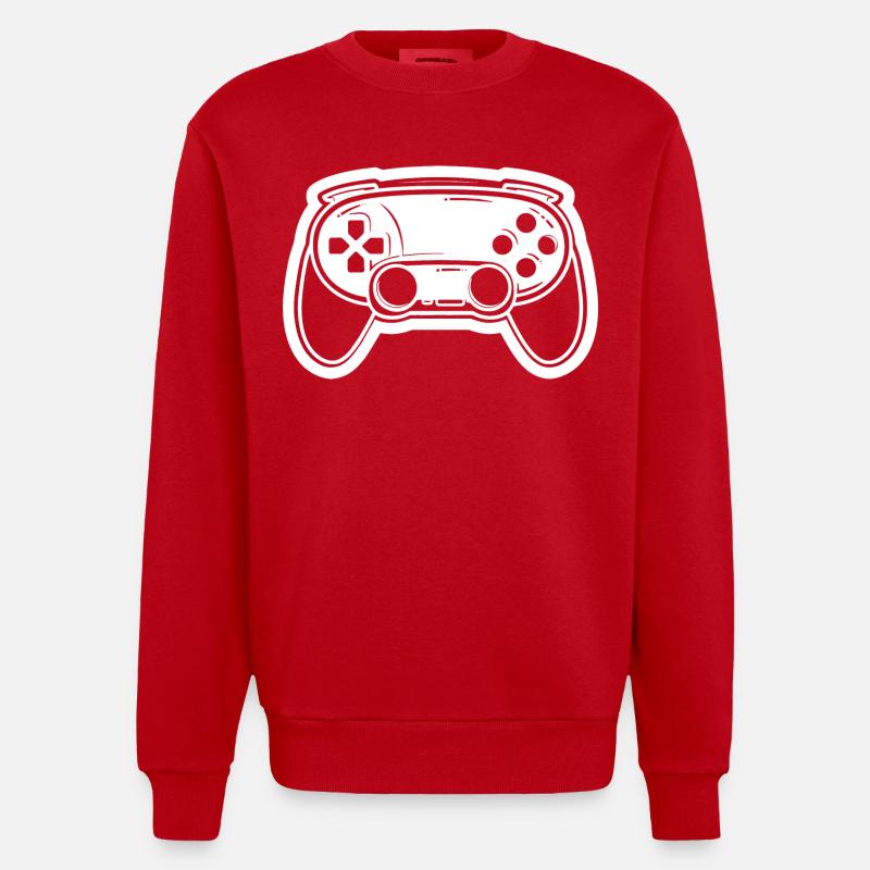 Videospiel Controller Zeichnung - Heavyweight Oversized Organic Crew Neck Made in EU - Rot