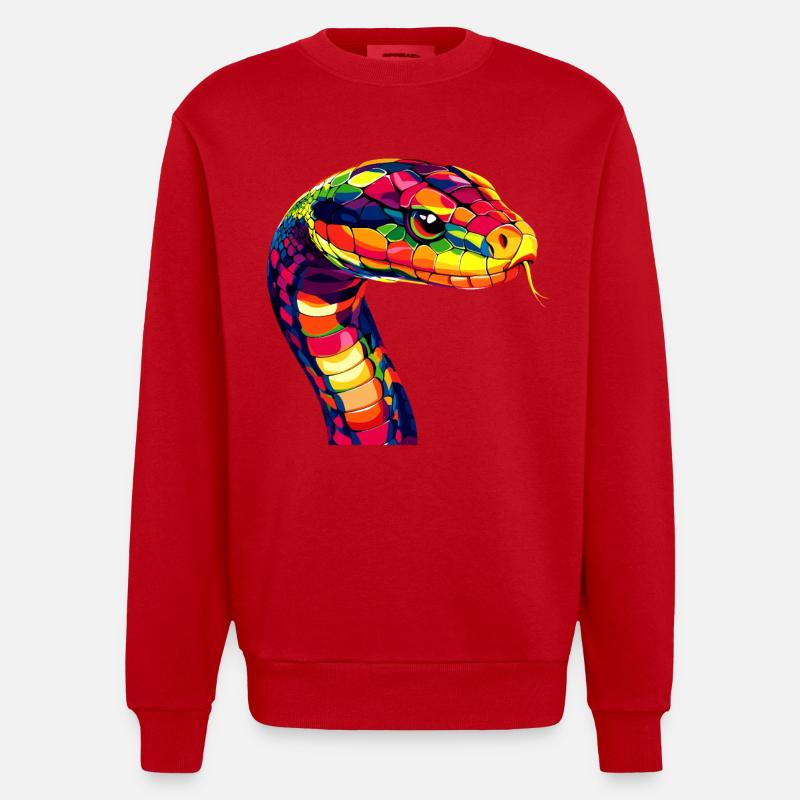 Schlange Python Kobra Mamba Klapperschlange Snake - Heavyweight Oversized Organic Crew Neck Made in EU - Rot
