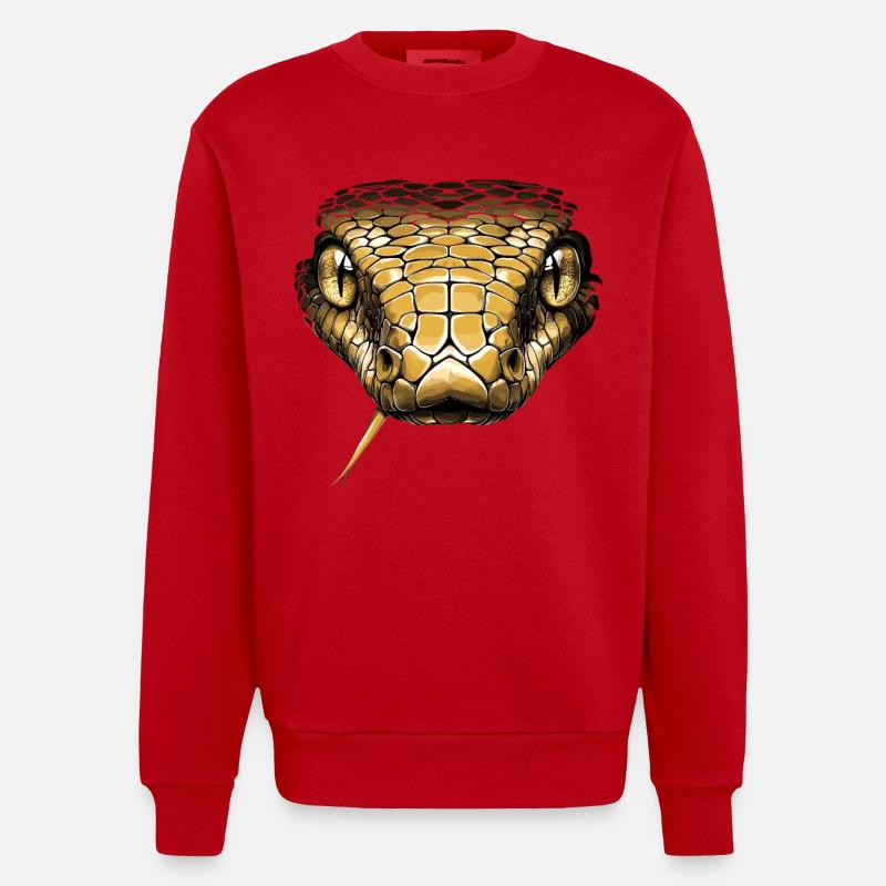 Schlange Python Kobra Mamba Klapperschlange Snake - Heavyweight Oversized Organic Crew Neck Made in EU - Rot