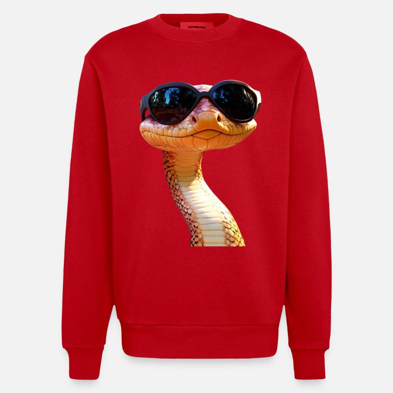 Schlange Python Kobra Mamba Klapperschlange Snake - Heavyweight Oversized Organic Crew Neck Made in EU - Rot
