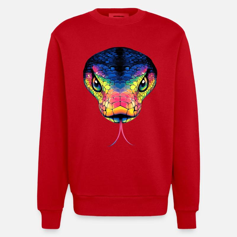 Schlange Python Kobra Mamba Klapperschlange Snake - Heavyweight Oversized Organic Crew Neck Made in EU - Rot