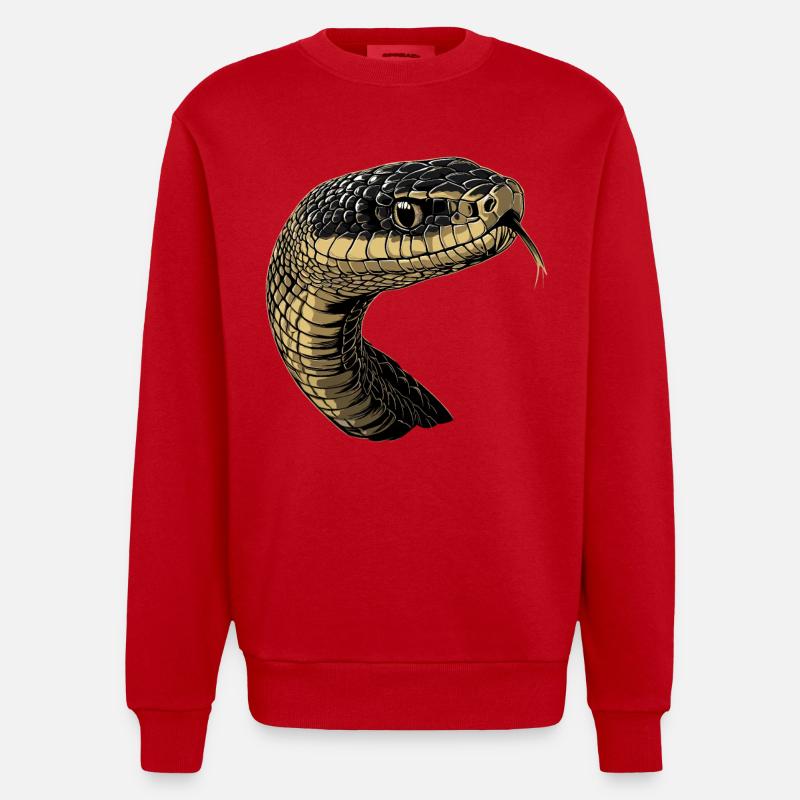 Schlange Python Kobra Mamba Klapperschlange Snake - Heavyweight Oversized Organic Crew Neck Made in EU - Rot