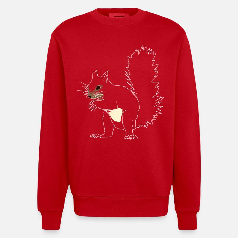Eichhörnchen lineart - Heavyweight Oversized Organic Crew Neck Made in EU - Rot