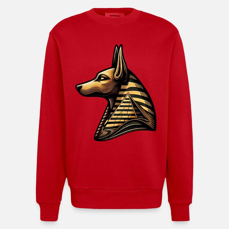 Anubis | Wächter der Gräber Ägypten - Heavyweight Oversized Organic Crew Neck Made in EU - Rot