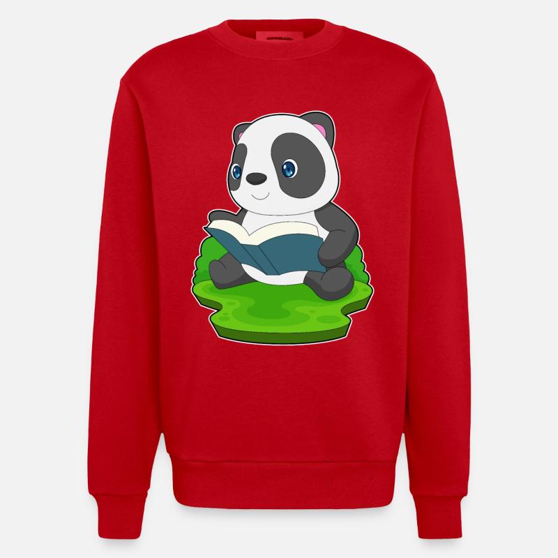 Livre Panda - Sweat bio épais oversize fabriqué en UE - rouge