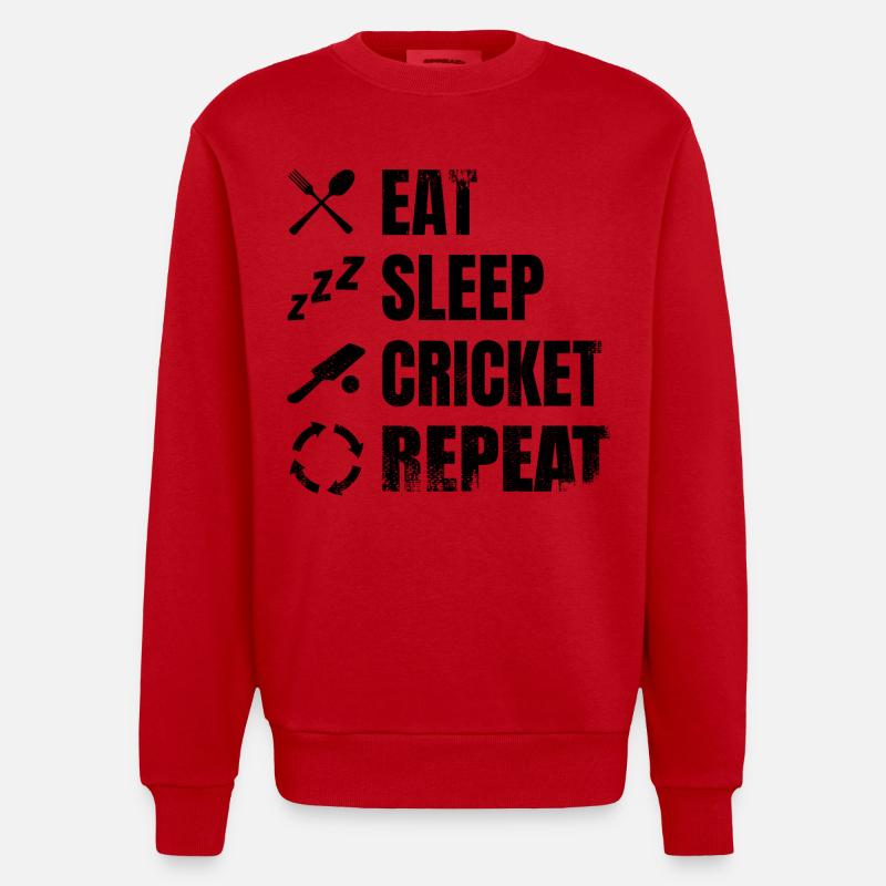 Manger dormir cricket répéter - Sweat bio épais oversize fabriqué en UE - rouge