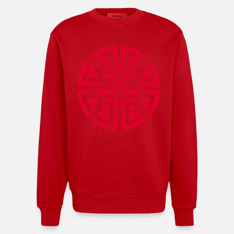 Graffiti eines roten Labyrinths - Heavyweight Oversized Organic Crew Neck Made in EU - Rot