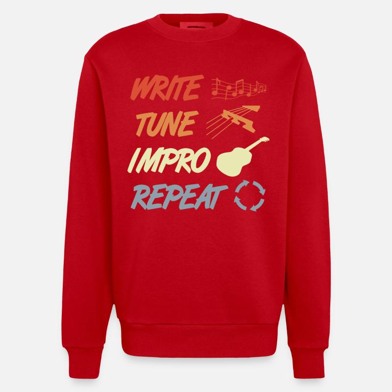 Routine de guitariste drôle - Sweat bio épais oversize fabriqué en UE - rouge
