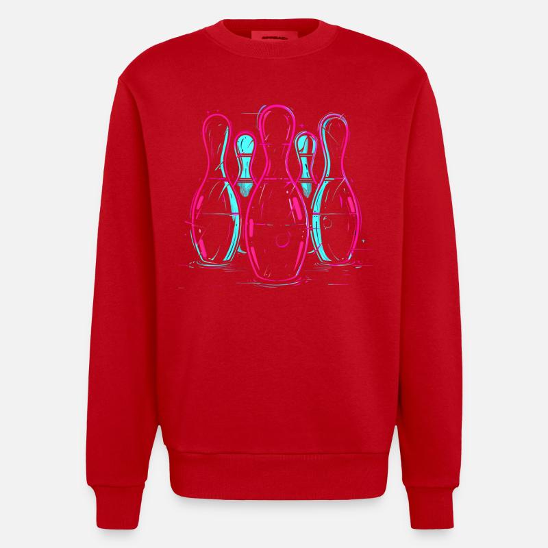 Retro Bowling Synthwave - Heavyweight Oversized Organic Crew Neck Made in EU - red
