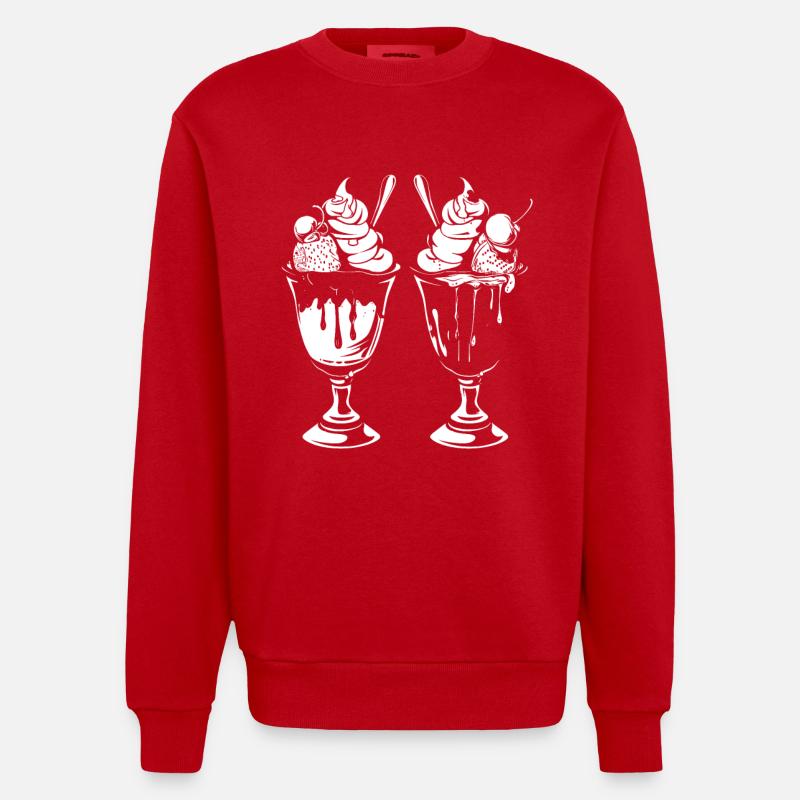 Eisbecher Grafik - Heavyweight Oversized Organic Crew Neck Made in EU - Rot