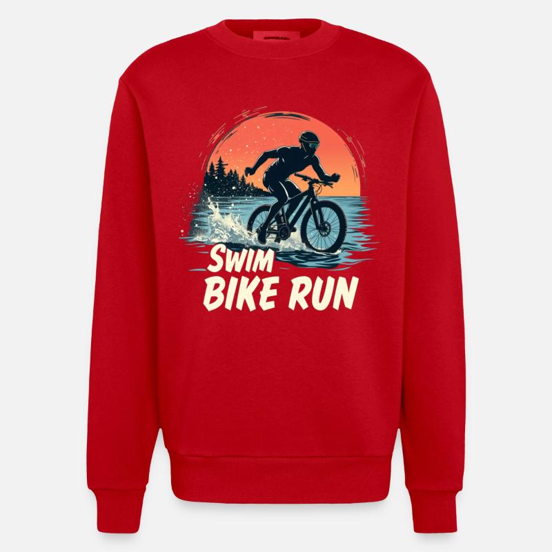 Triathlon-Anzug - Triathlet im Training - Heavyweight Oversized Organic Crew Neck Made in EU - Rot