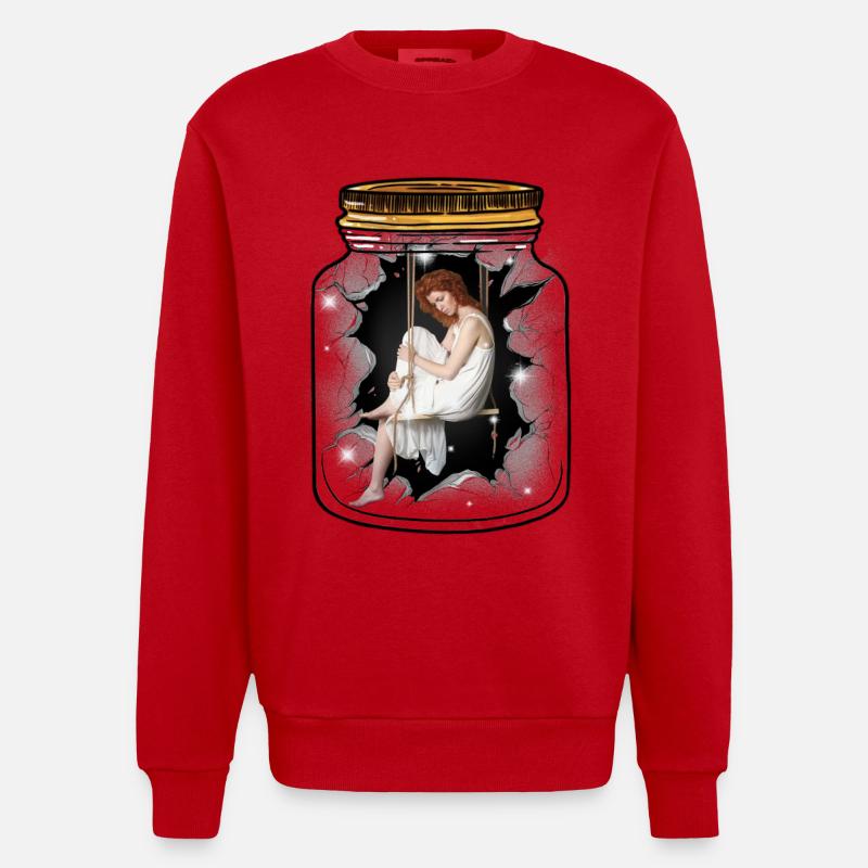 Emotionen Gefühle Depression Einsamkeit - Heavyweight Oversized Organic Crew Neck Made in EU - Rot