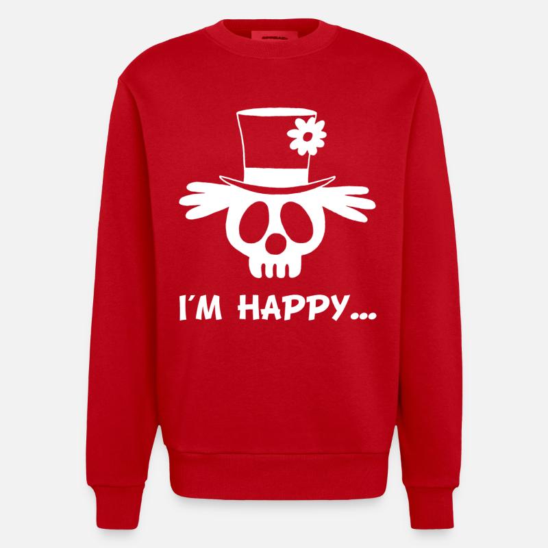 Crâne de clown (blanc) - Sweat bio épais oversize fabriqué en UE - rouge