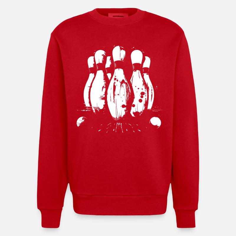 Bowling Game Graphics - Heavyweight Oversized Organic Crew Neck Made in EU - red