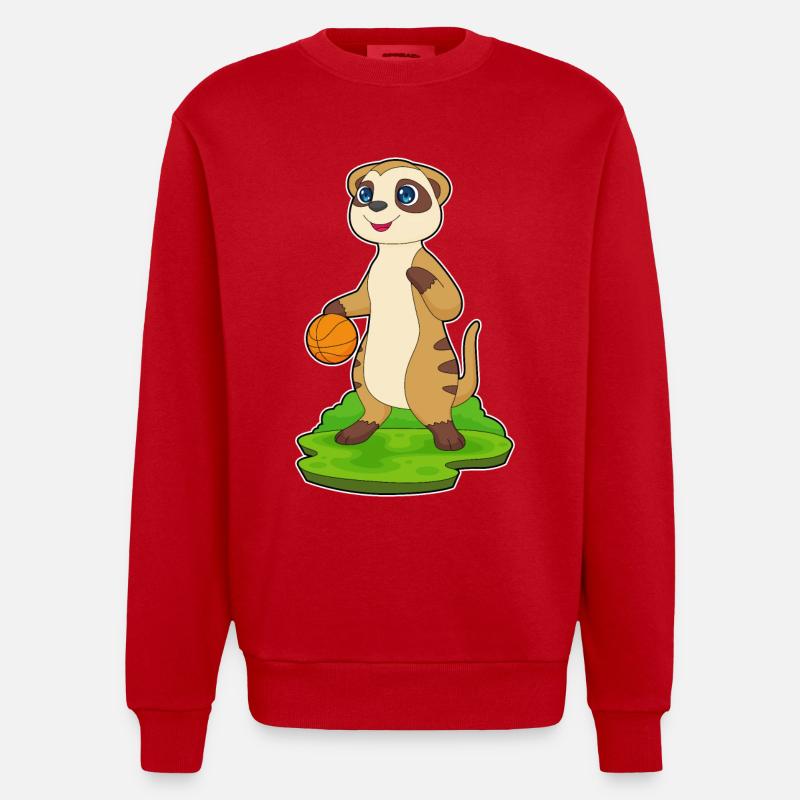 Meerkat Basketteur Basketteur - Sweat bio épais oversize fabriqué en UE - rouge