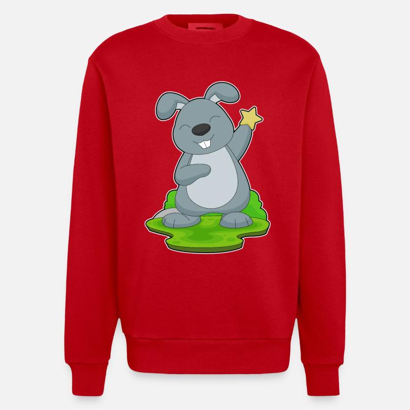 Rabbit Star - Heavyweight Oversized Organic Crew Neck Made in EU - red