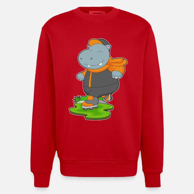 Nilpferd Inline skating Inline skates - Heavyweight Oversized Organic Crew Neck Made in EU - Rot