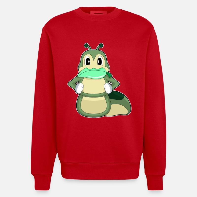 Raupe Blatt - Heavyweight Oversized Organic Crew Neck Made in EU - Rot