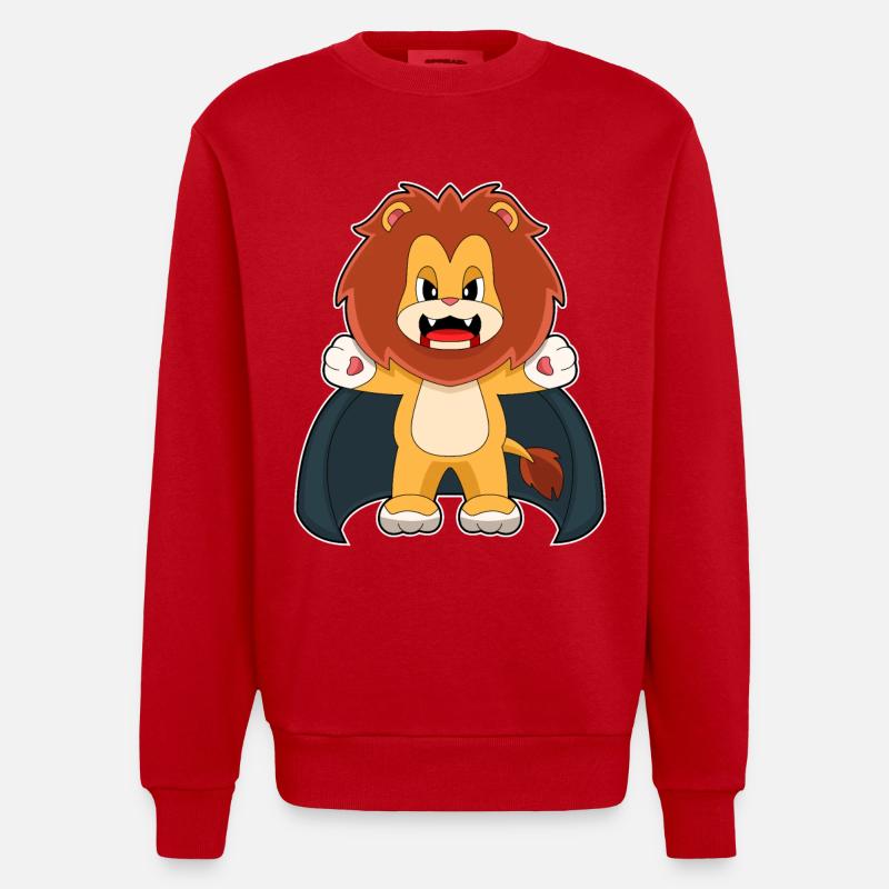 Lion Halloween Vampire - Sweat bio épais oversize fabriqué en UE - rouge