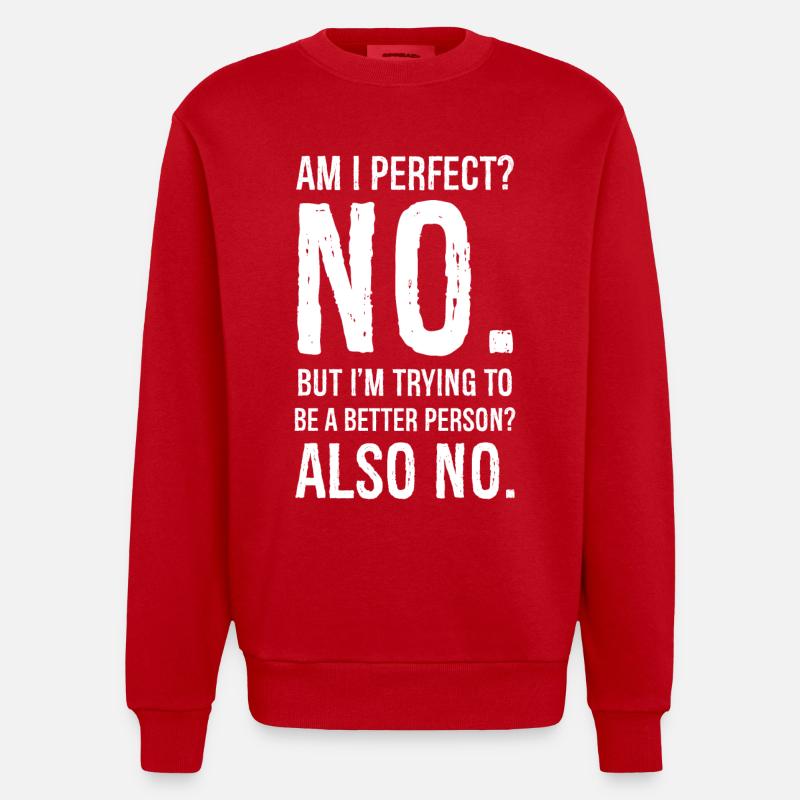 Bin ich perfekt nein - Heavyweight Oversized Organic Crew Neck Made in EU - Rot