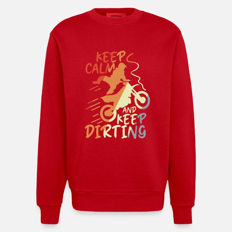 Keep Calm and Keep Dirting - Heavyweight Oversized Organic Crew Neck Made in EU - red