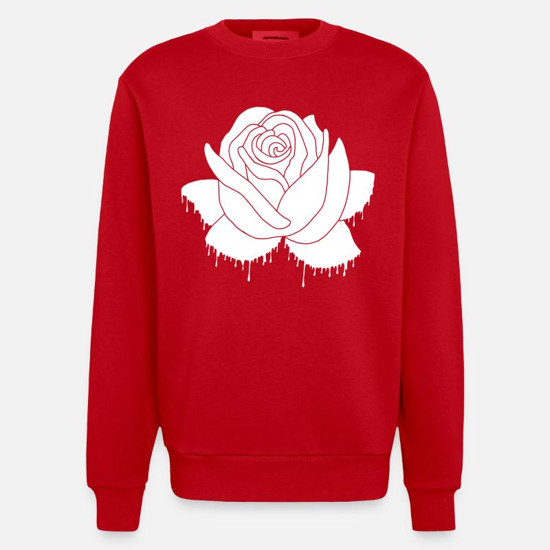 Graffiti einer weißen Rose - Heavyweight Oversized Organic Crew Neck Made in EU - Rot