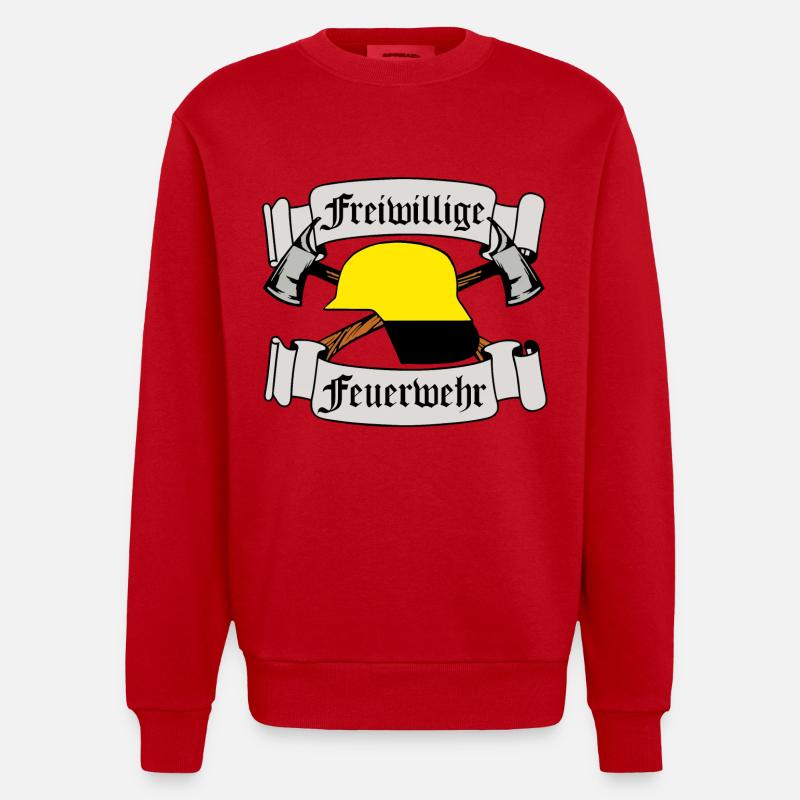 Freiwillige Feuerwehr Emblem - Heavyweight Oversized Organic Crew Neck Made in EU - Rot