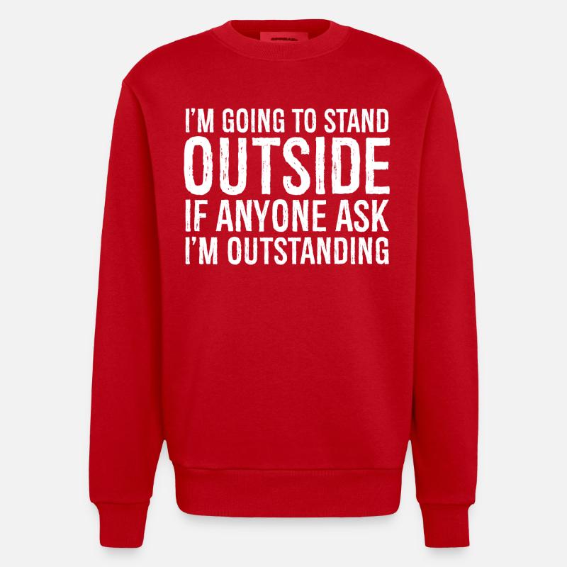 Ich werde draußen stehen - Heavyweight Oversized Organic Crew Neck Made in EU - Rot