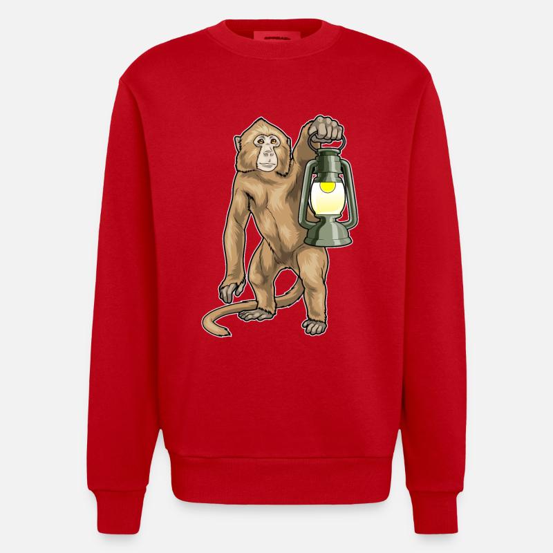 Affe Laterne - Heavyweight Oversized Organic Crew Neck Made in EU - Rot