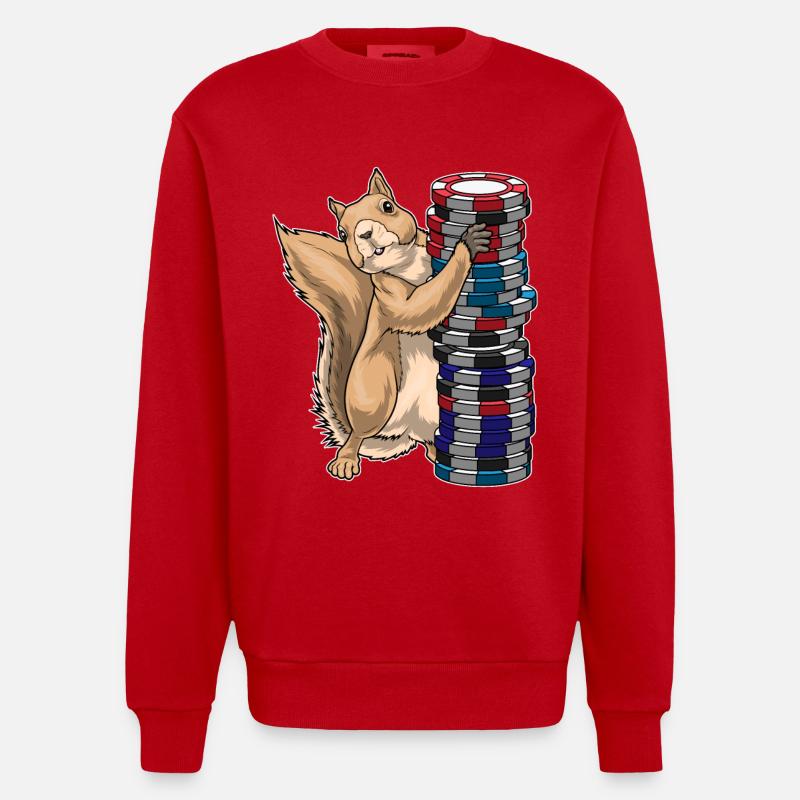 Erdmännchen Poker Pokerchips - Heavyweight Oversized Organic Crew Neck Made in EU - Rot