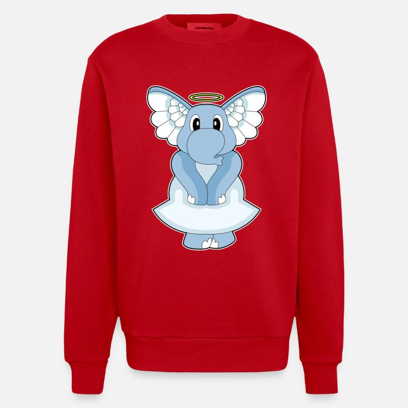 Éléphant Ange Ange Ailes - Sweat bio épais oversize fabriqué en UE - rouge