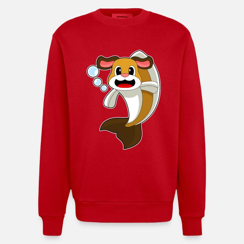 Chien-poisson - Sweat bio épais oversize fabriqué en UE - rouge