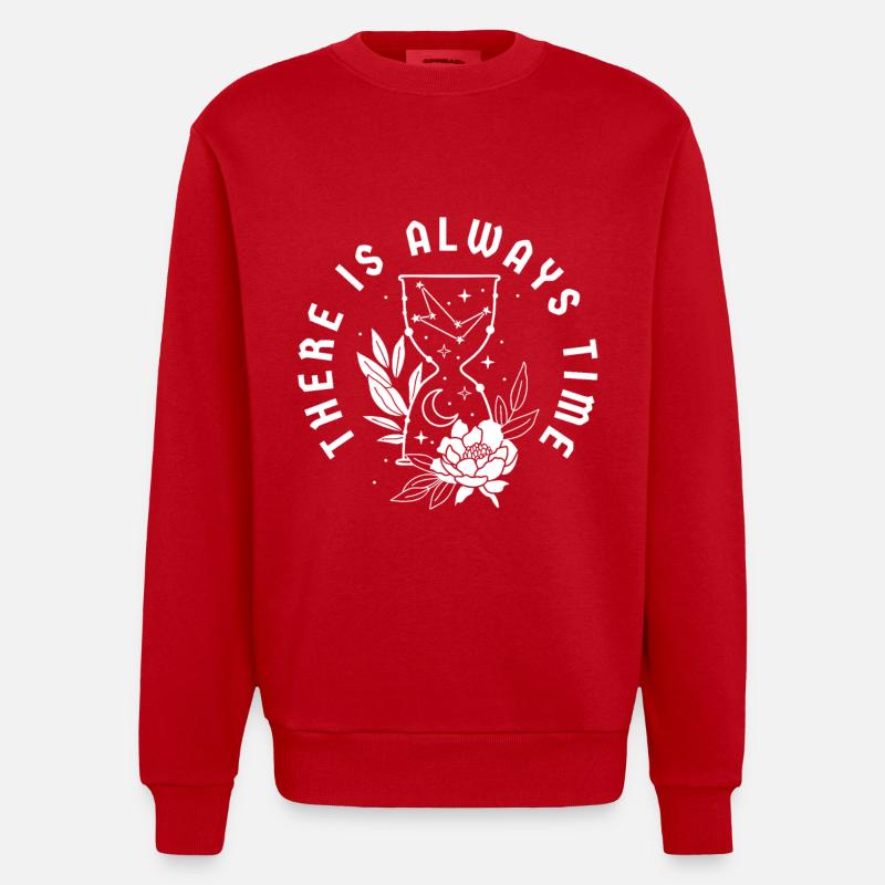 Citation du temps Sablier Fleurs - Sweat bio épais oversize fabriqué en UE - rouge