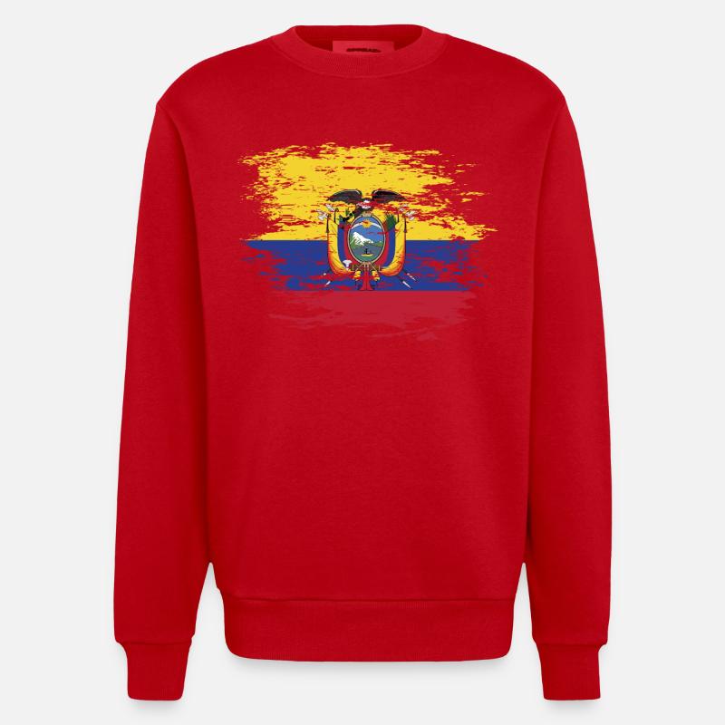 Drapeau de l'Équateur utilisé - Sweat bio épais oversize fabriqué en UE - rouge