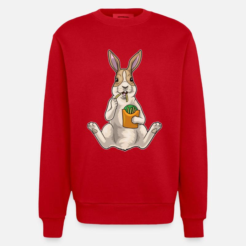 Frites lapin - Sweat bio épais oversize fabriqué en UE - rouge