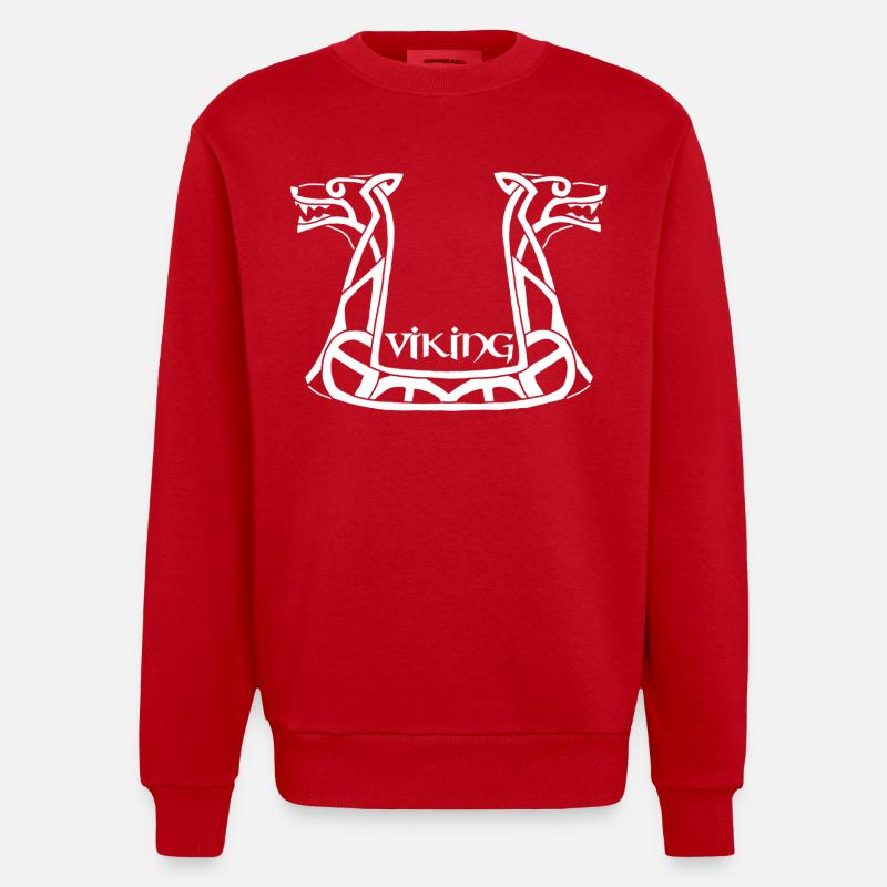 Weißer Wikinger-Drache - Heavyweight Oversized Organic Crew Neck Made in EU - Rot