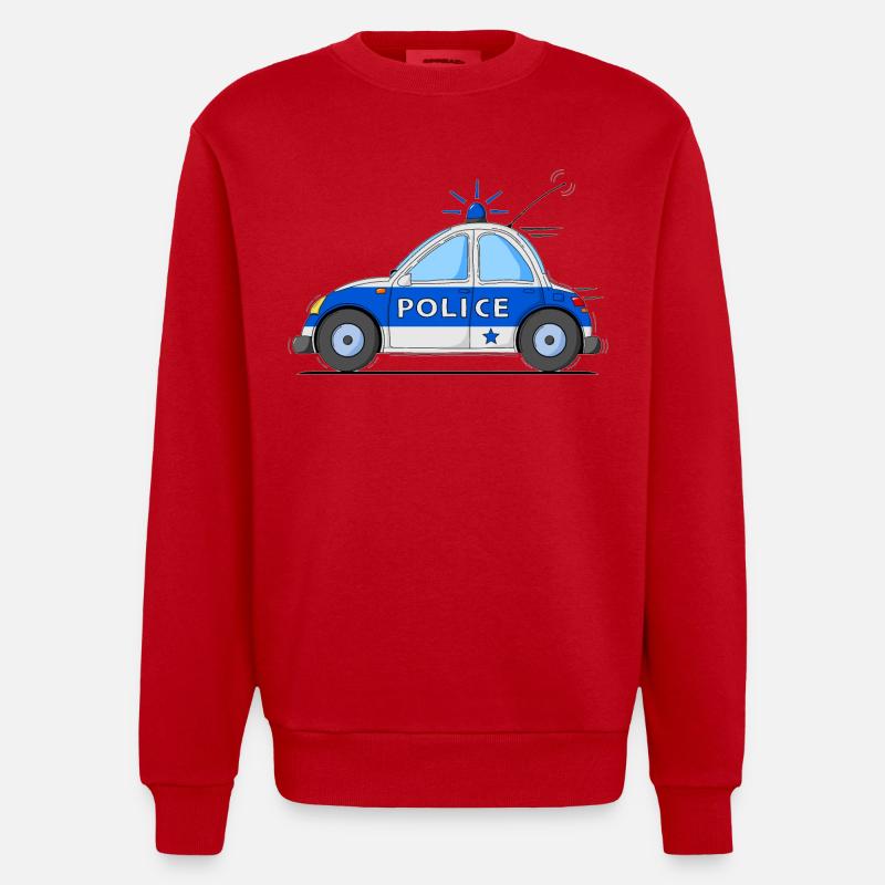 Polizeiauto Police Blau - Heavyweight Oversized Organic Crew Neck Made in EU - Rot