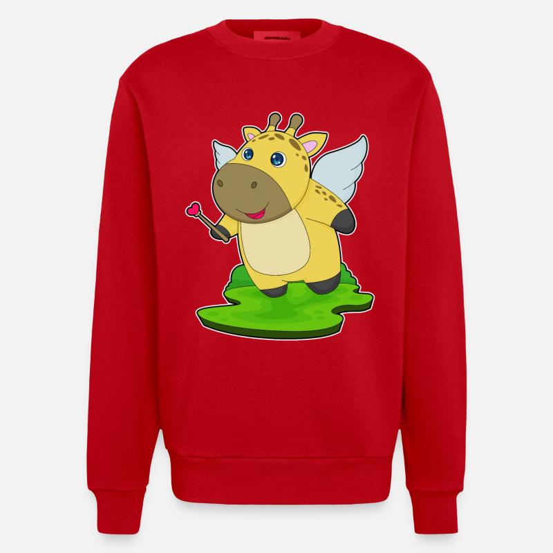 Baguette de fée girafe - Sweat bio épais oversize fabriqué en UE - rouge