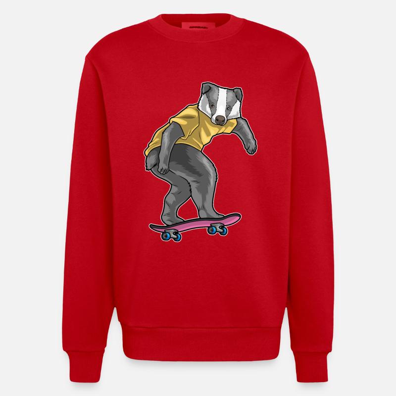 Dachs Skater Skateboard - Heavyweight Oversized Organic Crew Neck Made in EU - Rot