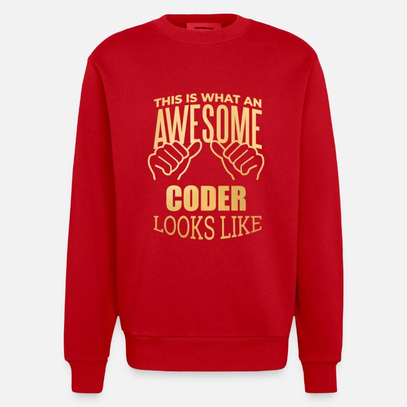 Coding Coding Coding - Heavyweight Oversized Organic Crew Neck Made in EU - red