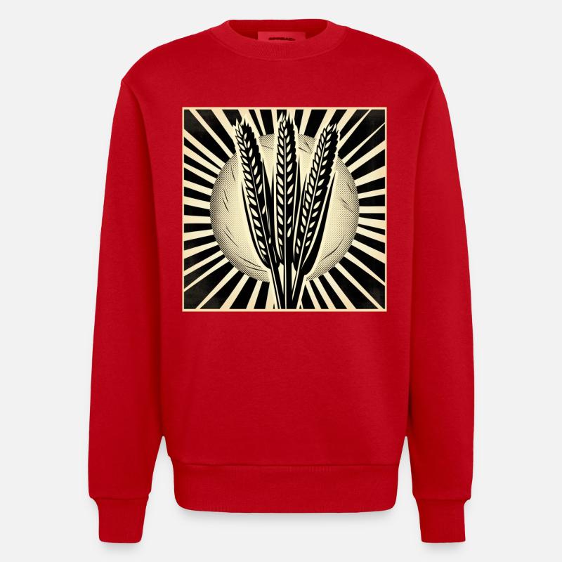 3 Getreide Ähren Weizen - Heavyweight Oversized Organic Crew Neck Made in EU - Rot